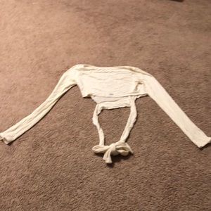 Alo yoga creme ballet inspired top with tie